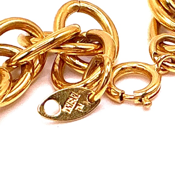 Vintage TRIFARI Gold Tone Interlocking Link Chain Necklace 17” - Picture 2 of 3
